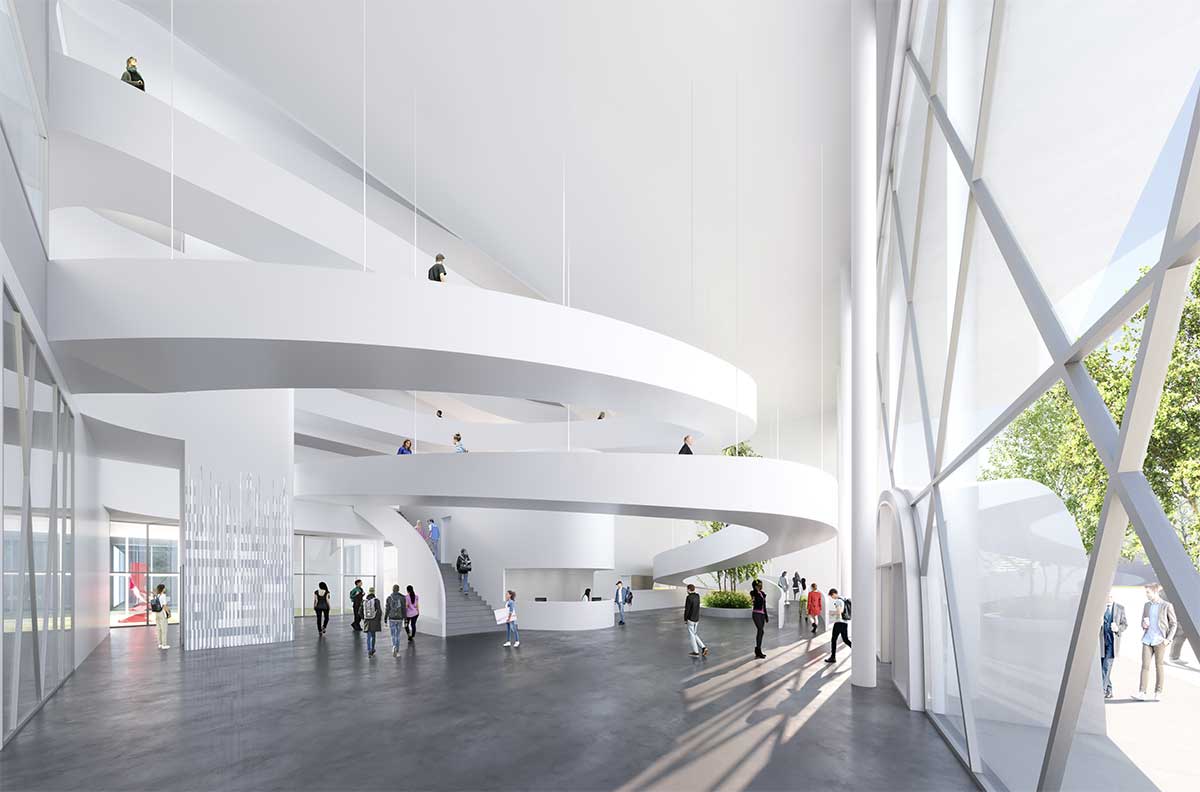 Hall d'accueil, nouveau bâtiment ESAD de Reims. crédit : Jean-Pierre Lott